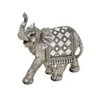 Escultura Decorativa Elefante Em Resina Prata 28cm