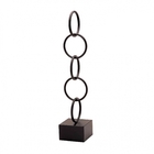 Escultura Decorativa Em Metal Círculos Preto 61x13 Cm - Indo