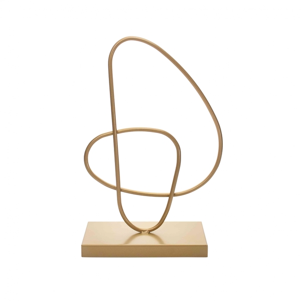 Escultura Decorativa Em Metal Dourado 35x21x10 Cm - Indo Deco