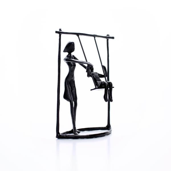 Escultura Decorativa Em Metal Preto Balanço 18x13 5 Cm - Indo