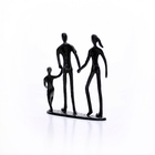Escultura Decorativa Em Metal Preto Família  18x17 Cm - Indo