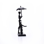 Escultura Decorativa Em Metal Preto Mãe E Filho 22x7 8 Cm F04