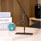 Escultura Decorativa Em Metal Preto Yoga 20x12 Cm - Indo Deco
