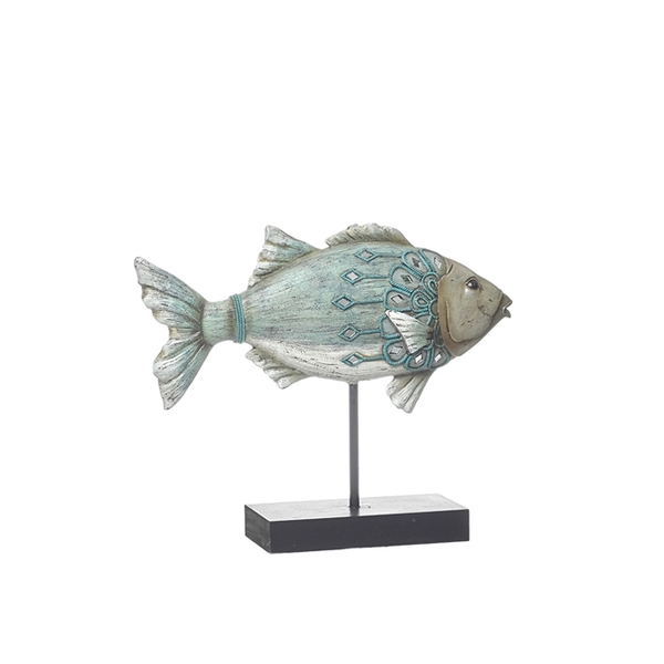 Escultura Decorativa Em Poliresina Peixe 31cm - Imporcelos