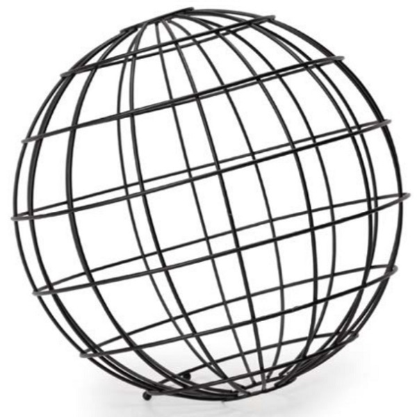 Escultura Decorativa Esfera Em Metal Preto Mart