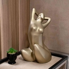 Escultura Decorativa Eva Em Cerâmica Ouro Velho 39x21x25 Cm M