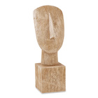 Escultura Decorativa "face" Em Poliresina Madeira 42x14 5 Cm