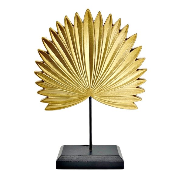 Escultura Decorativa Folha Dourado E Preto