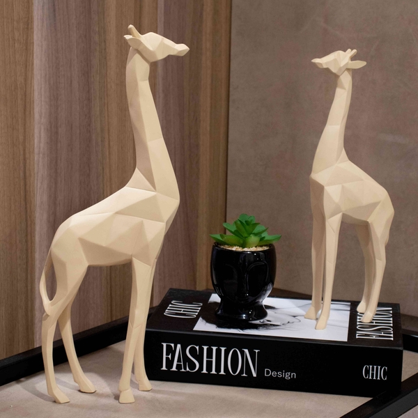 Escultura Decorativa Girafa Bege 37x14x5 5 Cm M02 - D'rossi