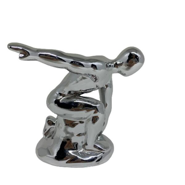 Escultura Decorativa Homem Prata De Cerâmica