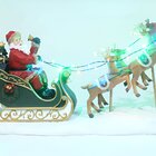 Escultura Decorativa Iluminada Trenó Renas Papai Noel 43cm