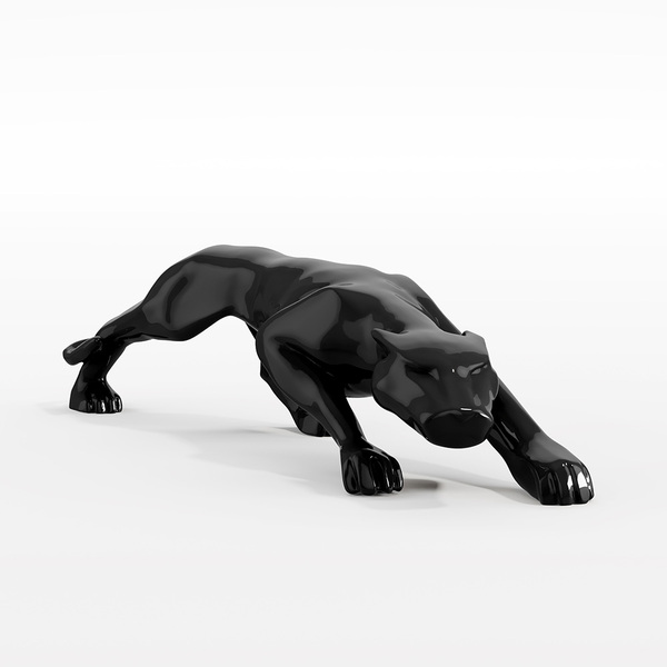 Escultura Decorativa Jaguar Preto Brilho G07 - Gran Belo