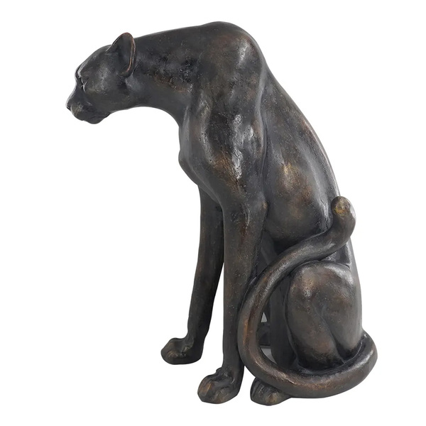 Escultura Decorativa Leopardo Em Resina Preto 71cm Qc0624 Btc