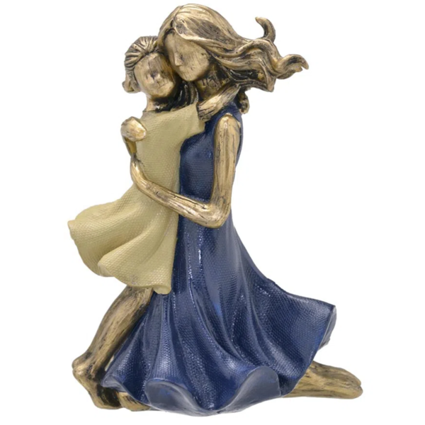 Escultura Decorativa Mae Abraçando A Filha Em Resina