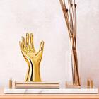Escultura Decorativa Mão Em Cerâmica - Dourada