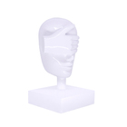 Escultura Decorativa Máscara Cego Em Cerâmica Branco 25x15x14