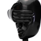 Escultura Decorativa Máscara Rosto Cego Em Cerâmica Grafite 2