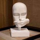 Escultura Decorativa Máscara Rosto Silêncio Branco 25cm B02 -