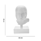 Escultura Decorativa Máscara Rosto Silêncio Branco 25cm B02 -