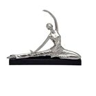 Escultura Decorativa Mulher Yoga Prata 36x11 5x27cm