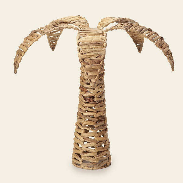 Escultura Decorativa Palmeira Em Fibra Natural 46cm Mart