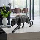 Escultura Decorativa Pantera Caminhando M Preto Fosco G07 - G