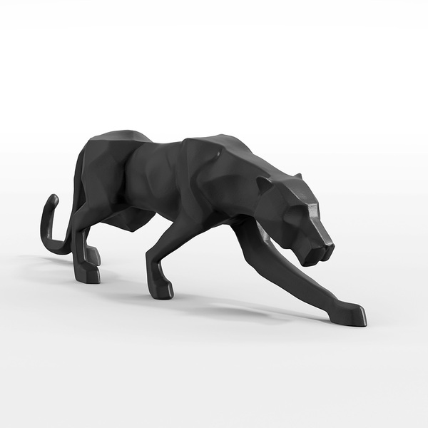 Escultura Decorativa Pantera Caminhando M Preto Fosco G07 - G