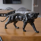 Escultura Decorativa Pantera Em Cerâmica Preto 18x43 Cm - Ind