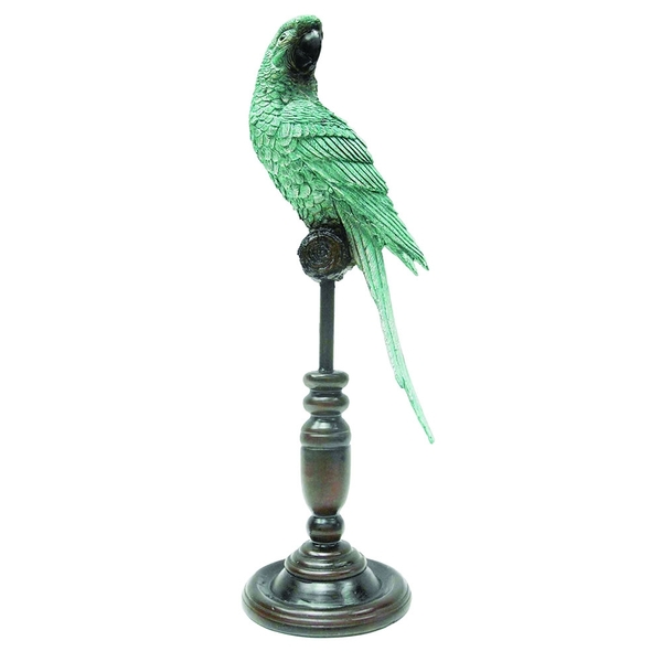 Escultura Decorativa Pássaro Em Resina Verde 36 5cm Na0708 Btc
