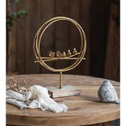 Escultura Decorativa Pássaros Ornamental Metal Dourado 2pçs D