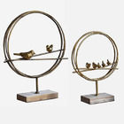 Escultura Decorativa Pássaros Ornamental Metal Dourado 2pçs D
