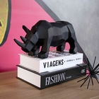 Escultura Decorativa Rinoceronte Em Resina Preto Mate 15 5x31