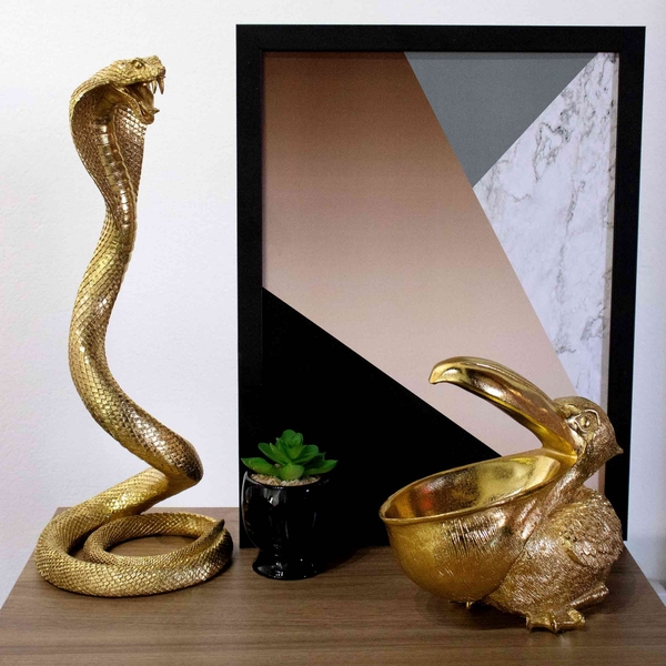 Escultura Decorativa Serpente Em Poliresina 41x16x16 Cm M02 -