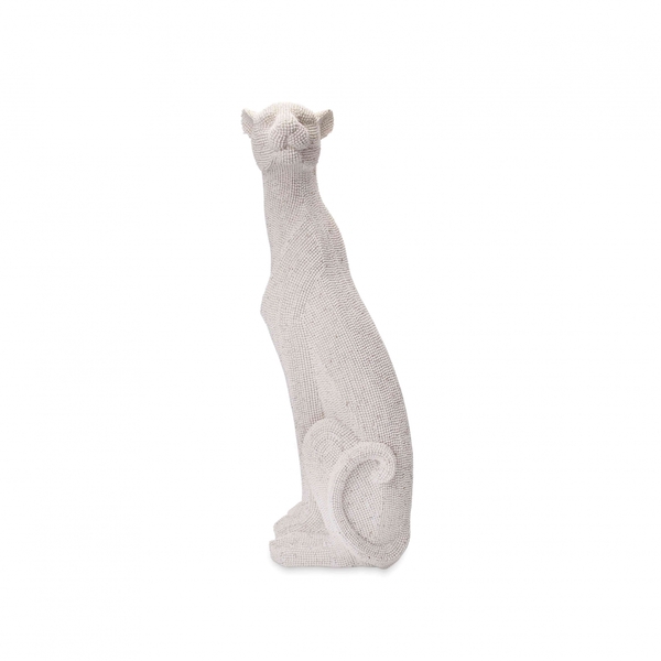 Escultura Decorativo Pantera Em Poliresina Branco 52x19x17 Cm