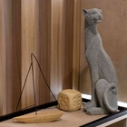 Escultura Decorativo Pantera Em Poliresina Cinza 52x19x17 Cm