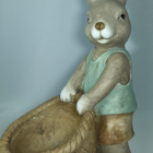 Escultura Em Cerâmica Coelho Com Cesta 45cm