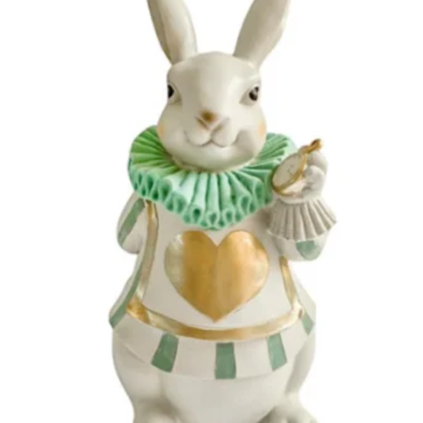 Escultura Em Resina  Coelho George Guardião Do Tempo - Verde