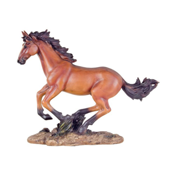 Escultura Em Resina Cavalo Marrom G 41x51x4cm