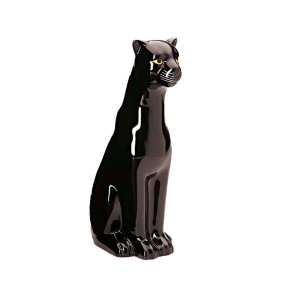 Escultura Enfeite Decorativa Pantera Negra Em Cerâmica Mart