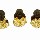 Escultura Enfeite Trio De Budas Dourado