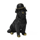 Escultura Estatueta Preta Cachorro Sentado 14,5 Cm