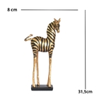 Escultura Estatueta Zebra Preta E Dourada P 31,5 Cm