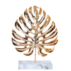 Escultura Folha Decorativa Dourada 16 5 X 8 X 22 5 Cm (metal)