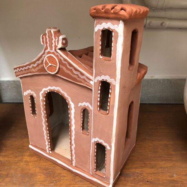 Escultura Igreja Torre Maria Negreiro Barro Mg 32cm