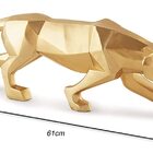 Escultura Leopardo Em Poliresina Dourada G- Mart 13099