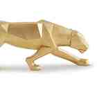 Escultura Leopardo Em Poliresina Dourada G- Mart 13099