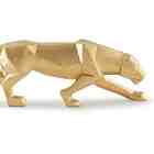 Escultura Leopardo Em Poliresina Dourada - Mart