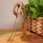 Escultura Madeira "Cachorro Baleia" Sentado Cabeça Baixa - Ma