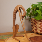 Escultura Madeira "Cachorro Baleia" Sentado Cabeça Baixa - Ma