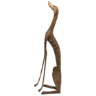 Escultura Madeira "Cachorro Baleia" Sentado Olhando Cima - Ma